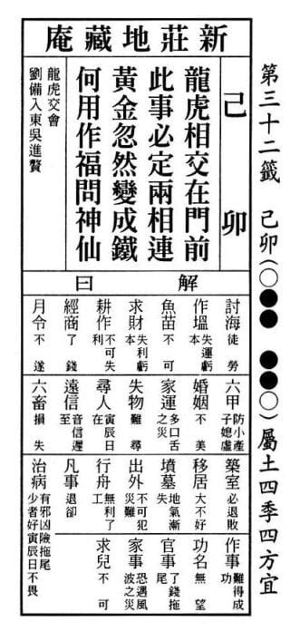 龍虎相交在門前事業|32 六十甲子籤 第三十二籤 